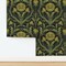 Yellow Floral Green Botanical Flowers Art Deco Arts And Crafts Wildflowers Spring Summer Custom Removable Wallpaper by Spoonflower Peel & Stick Wallpaper 2FT Wide